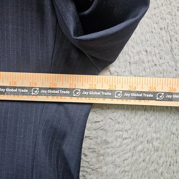 Charles Tyrwhitt 44R Slim‎ Fit Wool Suit Blazer Men Super 100's Navy Pinstriped
